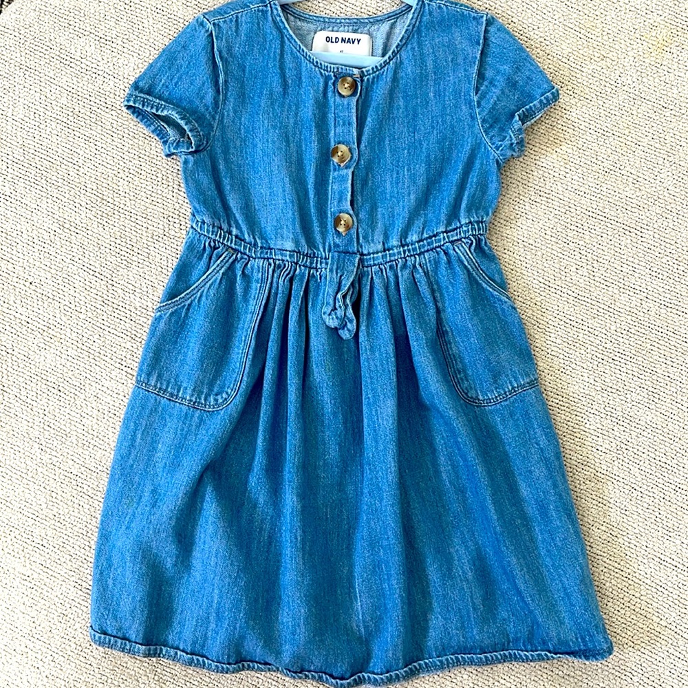 Old Navy Soft Denim Dress 4T (front bow)